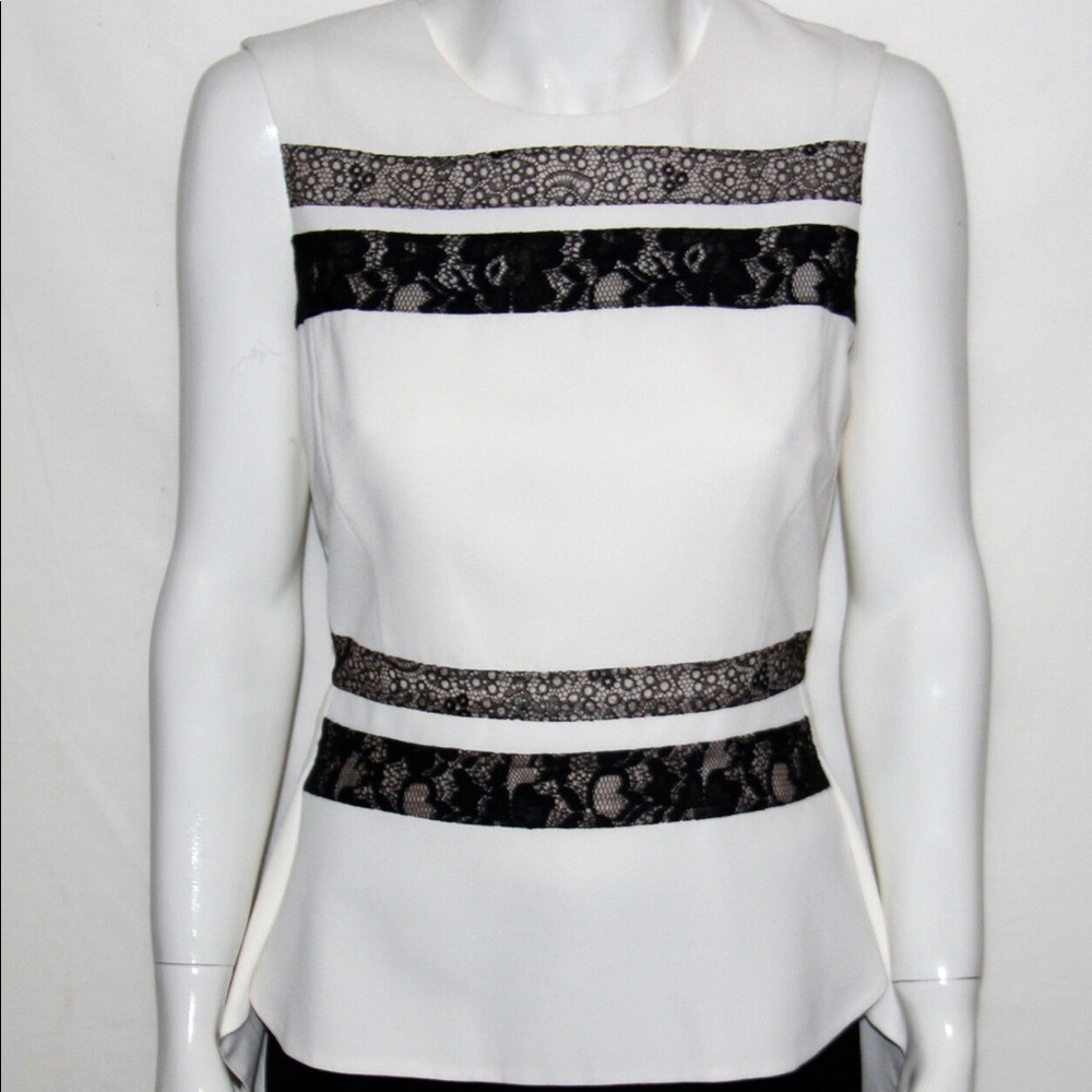 BCBG peplum lace Sienna Top Gardenia